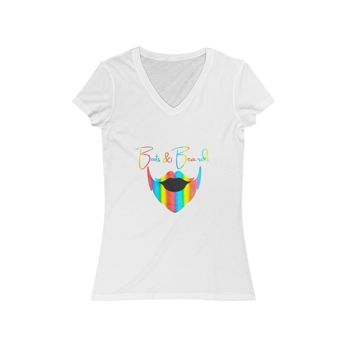 Ladies Boots & Beards V-Neck Short Sleeve Rainbow Logo