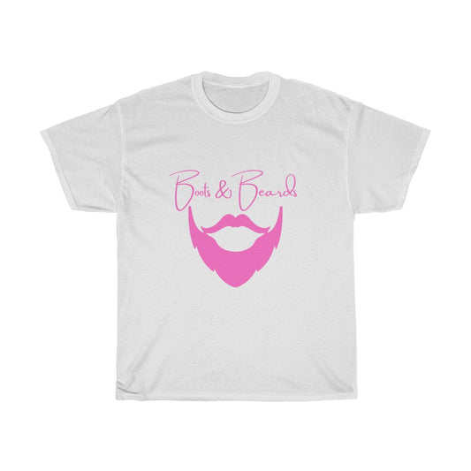 Unisex Heavy Cotton Tee Pink Logo