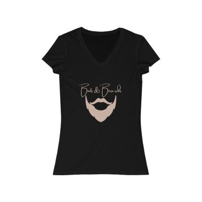 Ladies Boots & Beards V-Neck Short Sleeve Rose Gold Logo