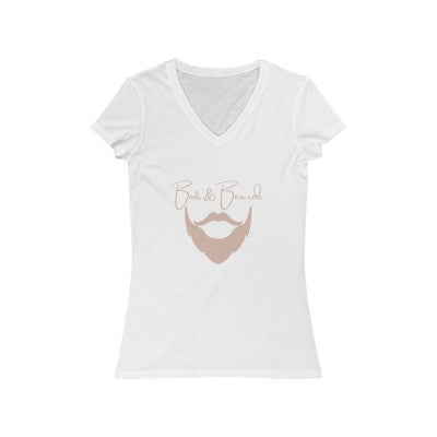 Ladies Boots & Beards V-Neck Short Sleeve Rose Gold Logo