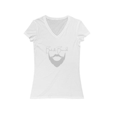 Ladies Boots & Beards V-Neck Short Sleeve Silver Logo