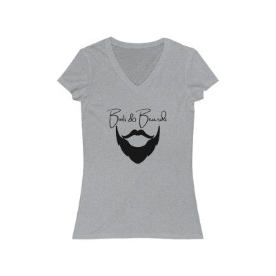 Ladies Boots & Beards V-Neck Short Sleeve Black Logo