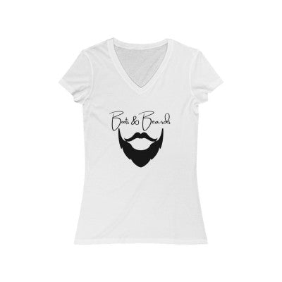 Ladies Boots & Beards V-Neck Short Sleeve Black Logo