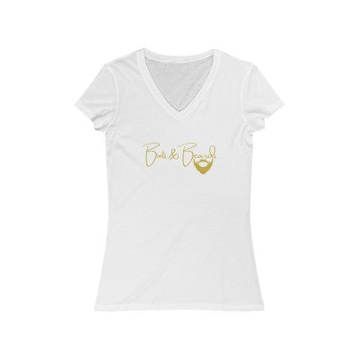 Ladies Boots & Beards V-Neck Short Sleeve Gold Logo