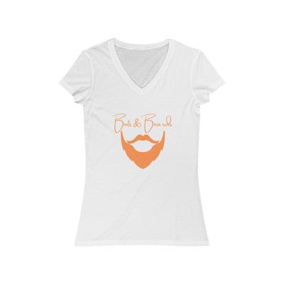 Ladies Boots & Beards V-Neck Short Sleeve Orange Logo